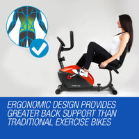 Proflex Magnetic Recumbent Exercise Bike Fitness Cycle Trainer with LCD Display