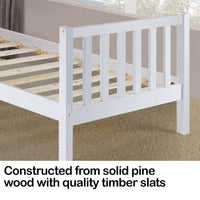 Slumber Single Wooden Pine Bed Frame Timber Kids Adults Contemporary Bedroom Furniture