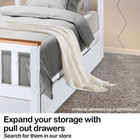 Slumber Single Wooden Bed Frame Base White Timber Kids Adults Modern Bedroom Furniture