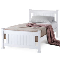 Slumber Single Wooden Bed Frame Base White Pine Adult Bedroom Furniture Timber Slat