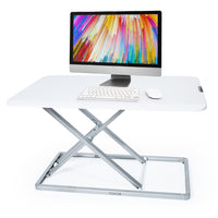 Fortia Desk Riser 74cm Wide Adjustable Sit to Stand for Dual Monitor, Keyboard, Laptop, White