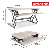 Fortia Desk Riser 90cm Wide Adjustable Sit to Stand for Dual Monitor, Keyboard, Laptop, Beech