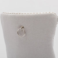 4x AADEN Modern Elegant Button-Tufted Upholstered Fabric with Studs Trim and Wooden legs Dining Side Chair-Beige
