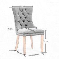 AADEN Modern Elegant Button-Tufted Upholstered Fabric with Studs Trim and Wooden legs Dining Side Chair-Beige