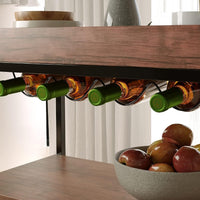 EKKIO 3 Tiers Kitchen Serving Wine Cart Trolley with Wine Rack (Walnut)