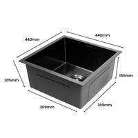 AMIRRA Kitchen Stainless Steel Sink 440mm x 440mm with Nano Coating (Silver Black) AMR-KS-101-LH