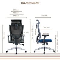 EKKIO Ava - Office Chair (Grey & Blue) EK-OC-102-SQ