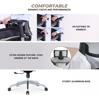 EKKIO Byron - Office Chair (Silver) EK-OC-103-SQ / EK-OC-103-BST