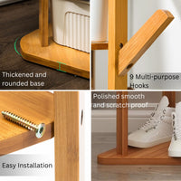 Ekkio Modern Style Sturdy Construction Bamboo Clothing Rack With 9 Hooks Multi Layer Shelf (Natural)
