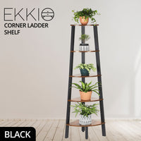EKKIO 5 Tier Corner Ladder Shelf (Dark Brown) EK-CLS-100-LR