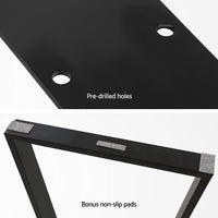 EKKIO 2x Rectangle Iron Table Legs 71cm(H) x 65cm(L) - (Black) EK-TL-100-LLB