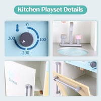 EKKIO Wooden Kitchen Playset for Kids (Japanese Style Kitchen Set, Silver) EK-KP-107-MS