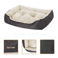 FEANDREA 70cm Dog Bed Reversible Cushion Dark Grey