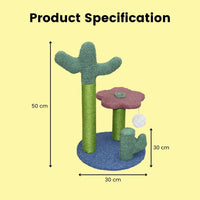 Floofi Flower Cat Tree with 2 Cactus 50cm FI-CT-112-RN