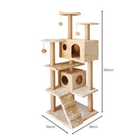 FLOOFI 150cm Plush Cat Condo Cat Tree Beige FI-CT-157-BJ