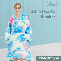 GOMINIMO Hoodie Blanket Adult Tie-Dyed Cyan GO-HB-126-AYS