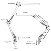 GOMINIMO LED Swing Arm Desk Lamp with Clamp (White) GO-SDL-101-PR