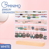 GOMINIMO Jewelry Organizer Stand Earring Display with Wooden Tray (White) GO-JWO-101-CY
