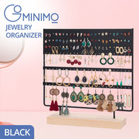 GOMINIMO Jewelry Organizer Stand Earring Display with Wooden Tray (Black) GO-JWO-102-CY