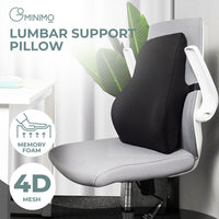 GOMINIMO Memory Foam Lumbar Support Pillow with Adjustable Dual Strap (Black) GO-LSP-101-JYM