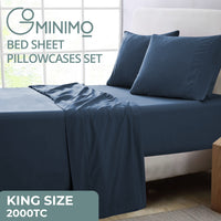 GOMINIMO 4 Pcs Bed Sheet Set 2000 Thread Count Ultra Soft Microfiber - King (Royal Blue) GO-BS-108-XS