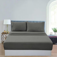 GOMINIMO 4 Pcs Bed Sheet Set 2000 Thread Count Ultra Soft Microfiber - Queen (Grey) GO-BS-103-XS