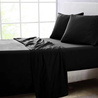 GOMINIMO 4 Pcs Bed Sheet Set 1000 Thread Count Ultra Soft Microfiber - Single (Black) GO-BS-110-XS