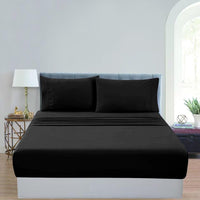GOMINIMO 4 Pcs Bed Sheet Set 1000 Thread Count Ultra Soft Microfiber - Single (Black) GO-BS-110-XS