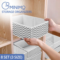 GOMINIMO 8 Set Foldable Clothes Storage Organizers in 3-Size (Stripe) GO-COZ-102-JX