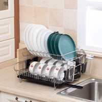 GOMINIMO 2-Tier Dish Drying Rack with Draining Board and Cup Holder GO-DR-100-YH