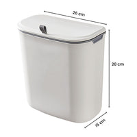 Gominimo Space Saving Easy Assemble 9l Hanging Trash Can With Lid For Kitchen Cabinet Door (White)