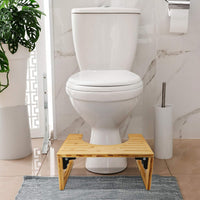 GOMINIMO Foldable Bamboo Toilet Step Stool with Non-Slip Base