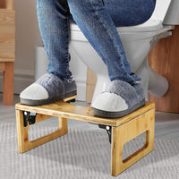 GOMINIMO Foldable Bamboo Toilet Step Stool with Non-Slip Base