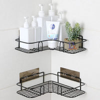 GOMINIMO Corner Shower Caddy with Hooks and Adhesive (Black) GO-CSS-100-SF