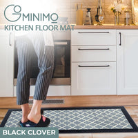GOMINIMO 2 PCS Washable Non Slip Absorbent Kitchen Floor Mat (44x80+44x120cm, Black Lucky Clover) GO-KRM-101-QC