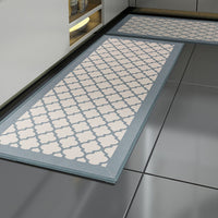 GOMINIMO 2 PCS Washable Non Slip Absorbent Kitchen Floor Mat (44x80+44x180cm, Grey Lucky Clover) GO-KRM-106-QC