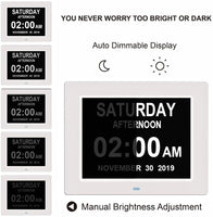 GOMINIMO Day Date Calendar Clock Dementia Clock Digital Alarm Clock with Large LCD Screen (White) GO-DDC-100-JSC