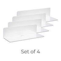 GOMINIMO Acrylic Floating Wall Shelf Set of 4 with Cable Clips (White) GO-FWS-101-SYD