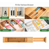 Gominimo Bamboo Drawer Dividers 44-55cm Premium Anti-Slip Rubber Pad 6 Set