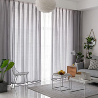 GOMINIMO Natural Linen Blended Curtains (Set of 2, W132cm x D243cm, Light Grey) GO-CNB-107-MM