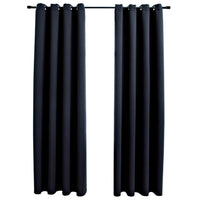 GOMINIMO Blackout Window Curtains for Thermal Insulated Room (Set of 2, W132cm x D160cm, Black) GO-CNB-103-MM