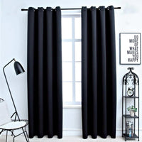GOMINIMO Blackout Window Curtains for Thermal Insulated Room (Set of 2, W132cm x D213cm, Black) GO-CNB-106-MM