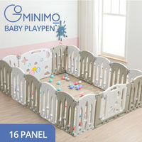 GOMINIMO Foldable Baby Playpen with 16 Panels (White Grey) GO-BP-101-TF