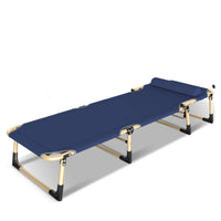 KILIROO Folding Camping Cot Bed 600D Oxford Fabric with Removable Pillow (Navy Blue) KR-CC-100-KX