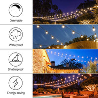 NOVEDEN 53FT 15+1 Bulbs LED Outdoor String Lights Garden Party Decoration