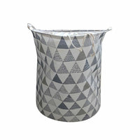 GOMINIMO Laundry Basket Round Foldable with Cover (Grey Triangle) HM-LB-102-YX