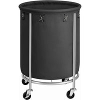 SONGMICS Laundry Basket with Wheels with Steel Frame and Removable Bag Black RLS001B01