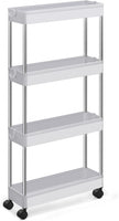 SONGMICS 4-Tier Slide Out Slim Narrow Space Organizer Rolling Storage Cart White
