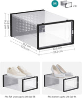 SONGMICS 18 Pack Foldable Stackable Shoe Boxes Max AU Size 11 Black Transparent