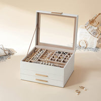 SONGMICS Jewelry Box 3-Layer with 2 Drawers Cloud White JBC239WT
